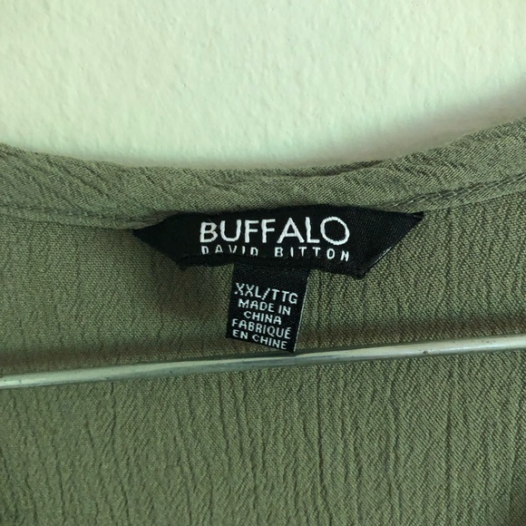 Buffalo David Bitton Plus Size Army Green Short Sleeve Top - Picture 6 of 8